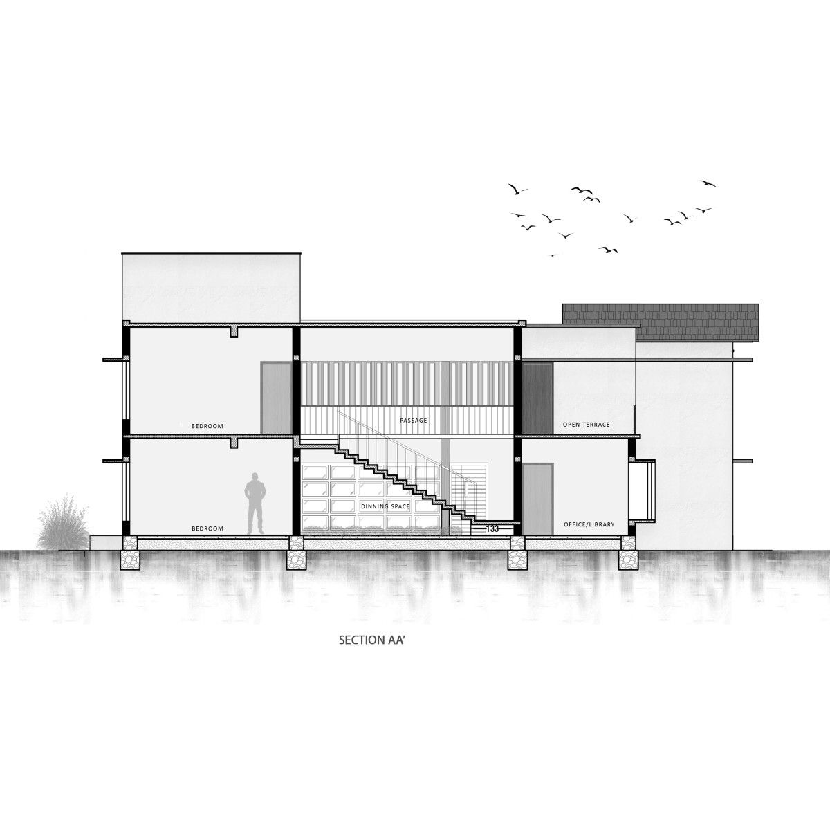 Section of Meghamalhar by T Square Architects