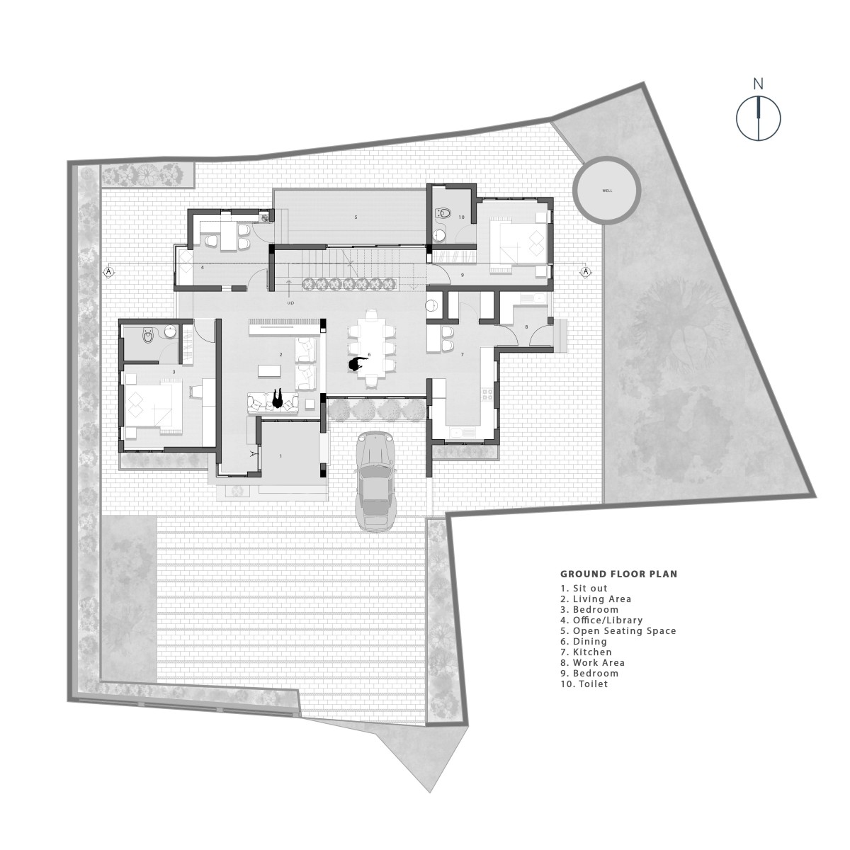 Ground floor plan of Meghamalhar by T Square Architects