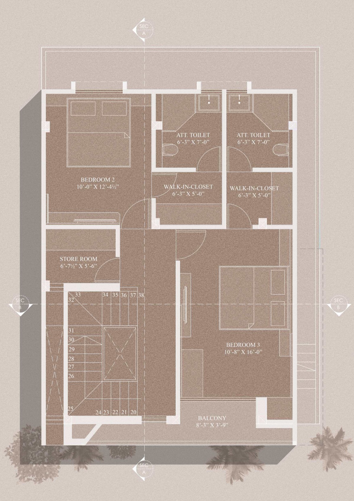 First floor plan of Parekh's Residence by J Architects