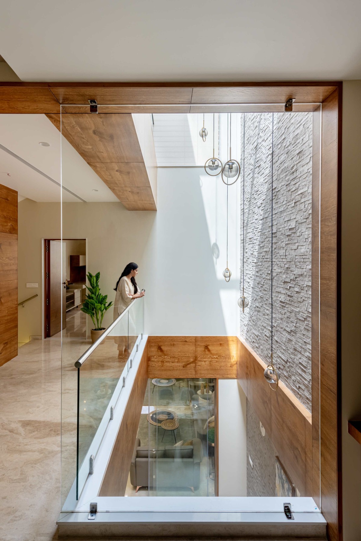 First floor view of Narrow House by Prashant Parmar Architect