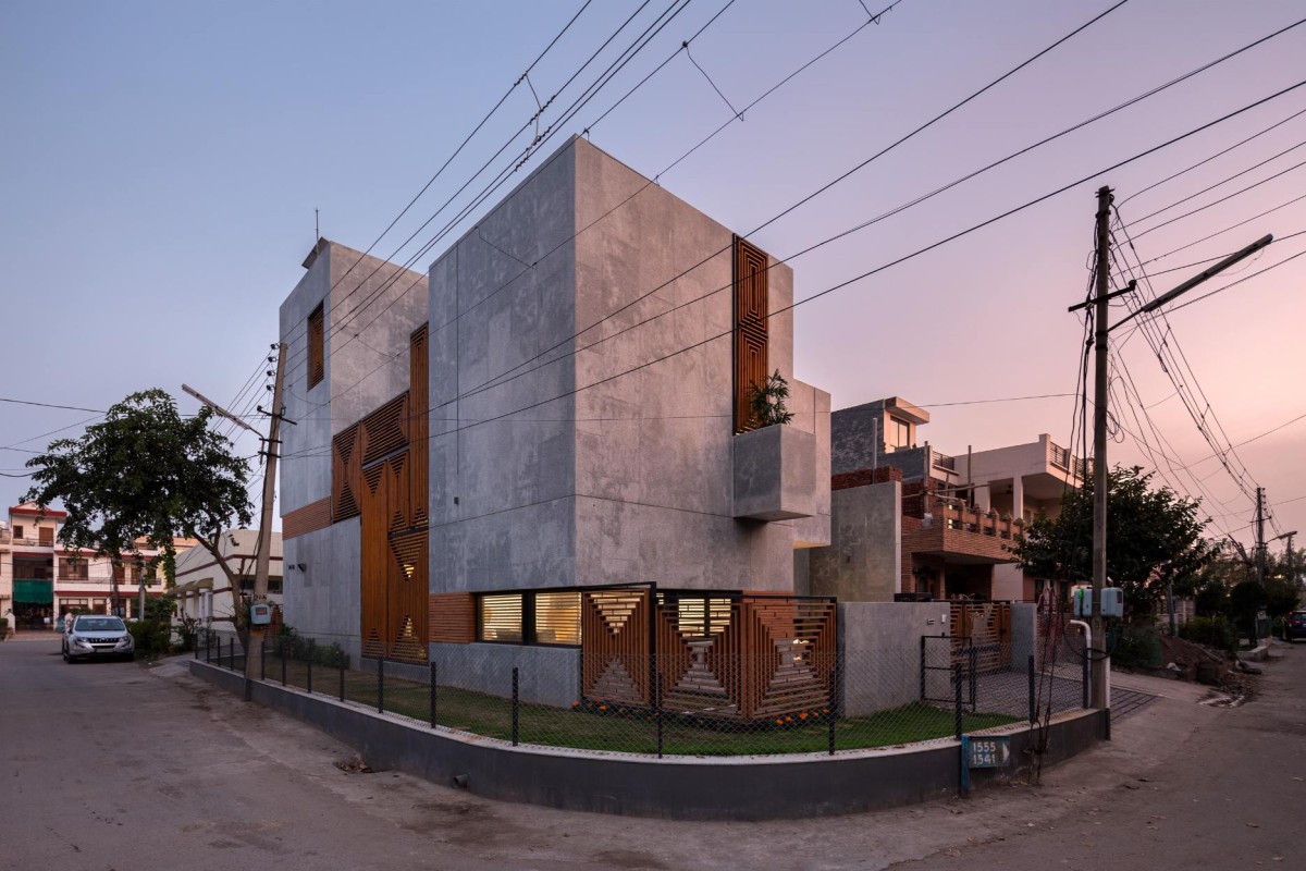 Dusk light exterior view of House Within by Arch.Lab