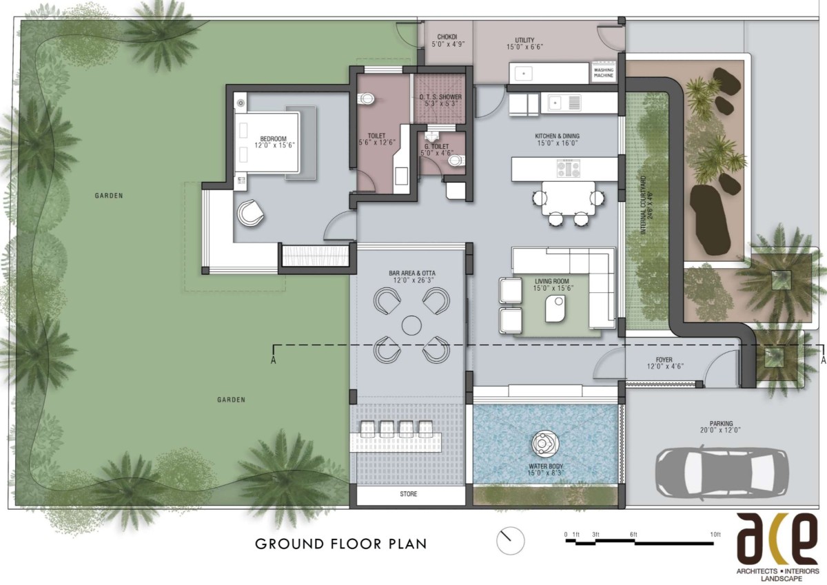 Plan of Desert Villa by Ace Associates