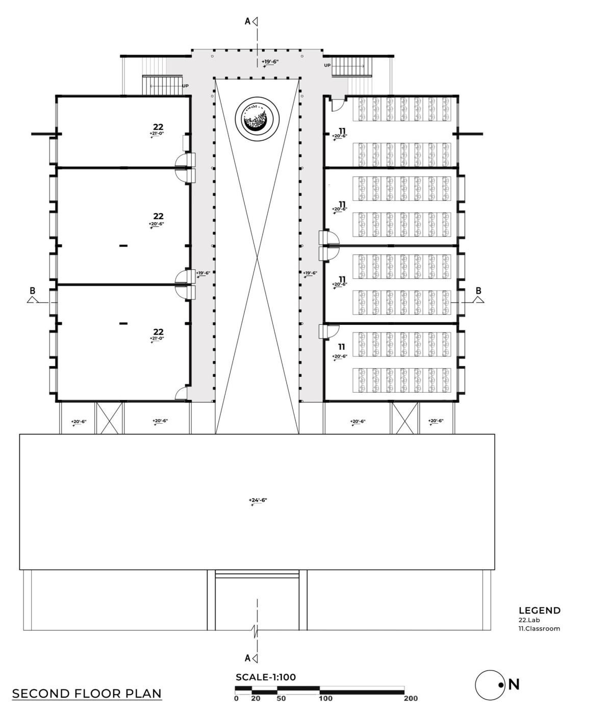Second Floor Plan of Vidyakula International School by Sudaiva Studio