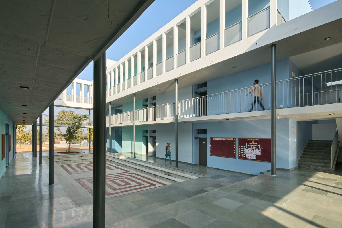 Perspective View through the Courtyard of Vidyakula International School by Sudaiva Studio