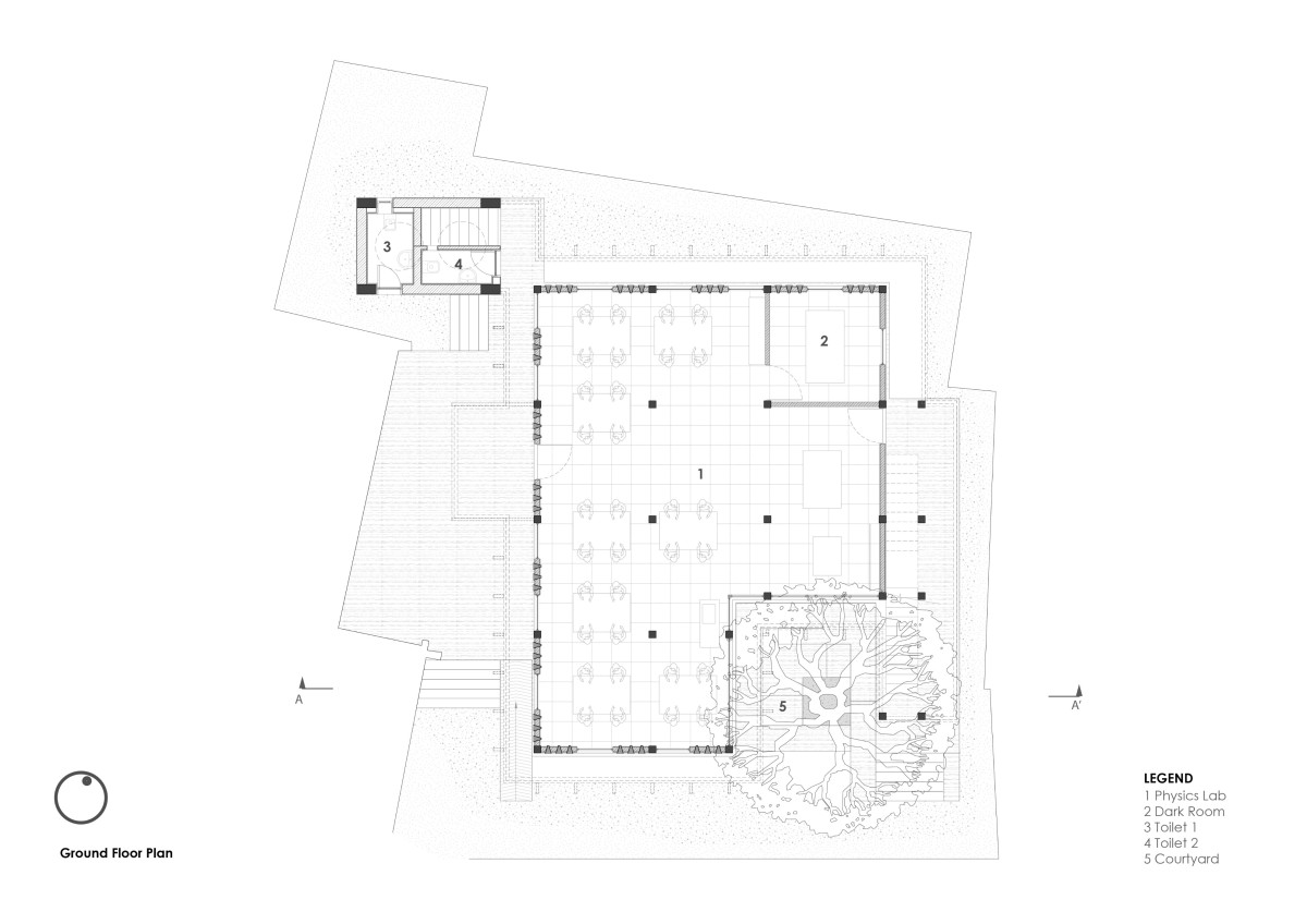 Ground floor plan of Shri Khimji Ramdas Kanya Vidyalaya Science Lab by SPASM Design Architects