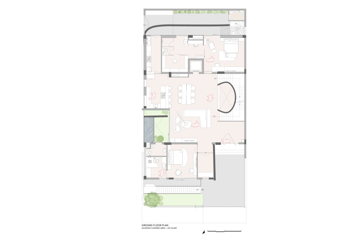 Ground floor plan of The Ribbon House by Studio Ardete