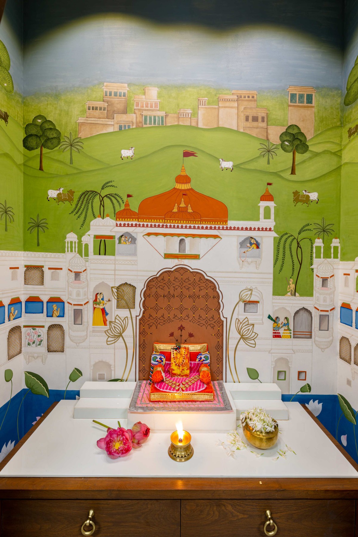 Pooja room of Meera House by Design Work Group