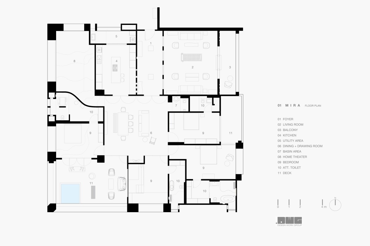 Floor plan of Meera House by Design Work Group