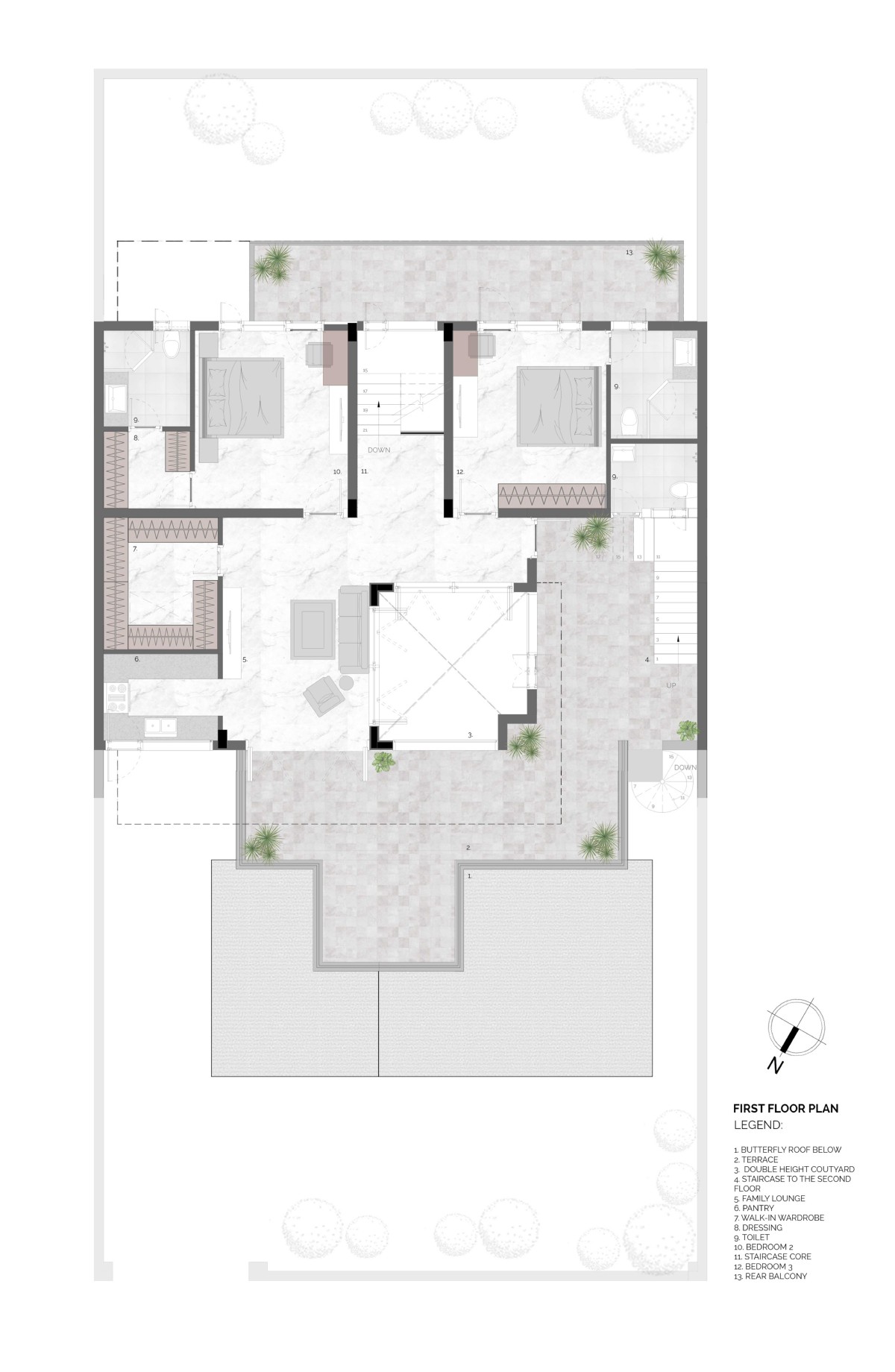 First Floor Plan of The Tapered House by Studio Mohenjodaro
