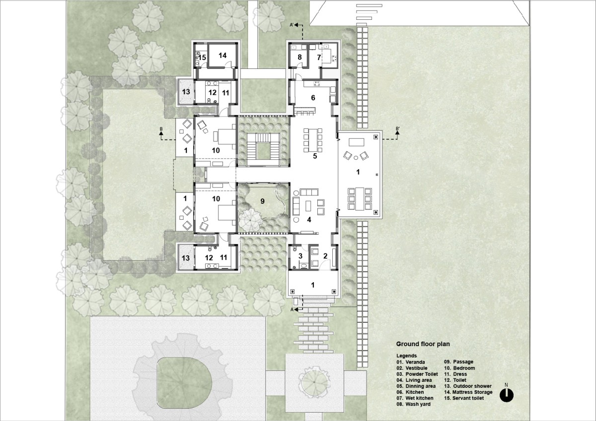 Ground floor plan of Agrawal Farm by Urbscapes
