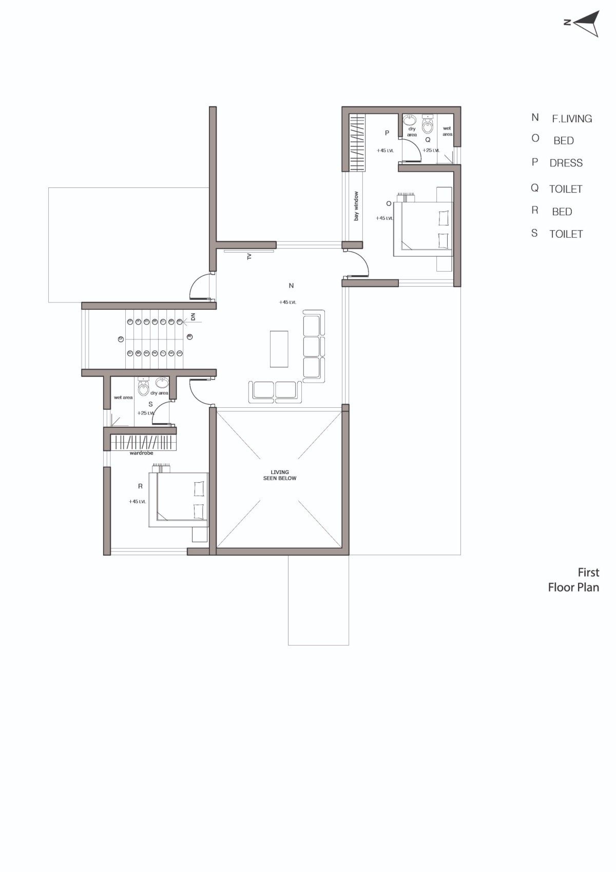 First Floor Plan of The Levelscape by Nestcraft Architecture