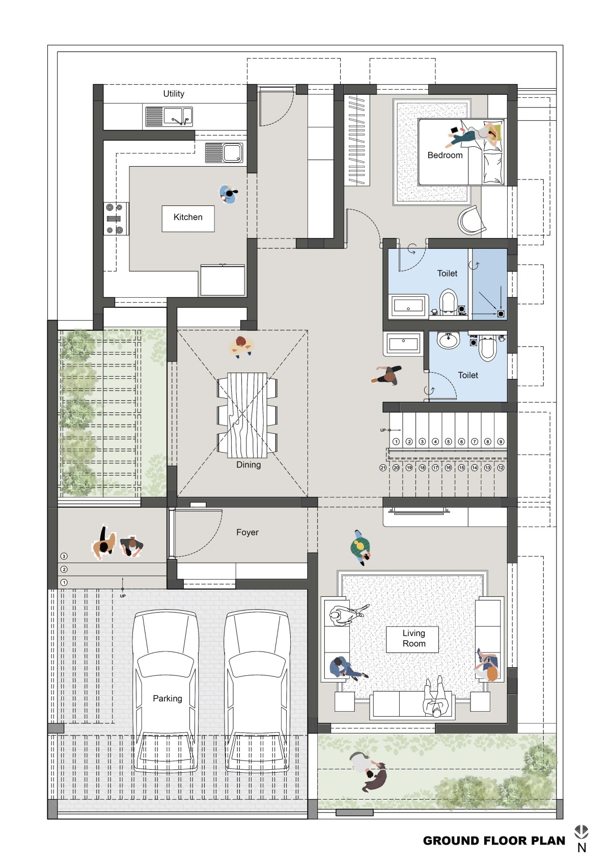 Ground floor plan of Falak Residence by Space