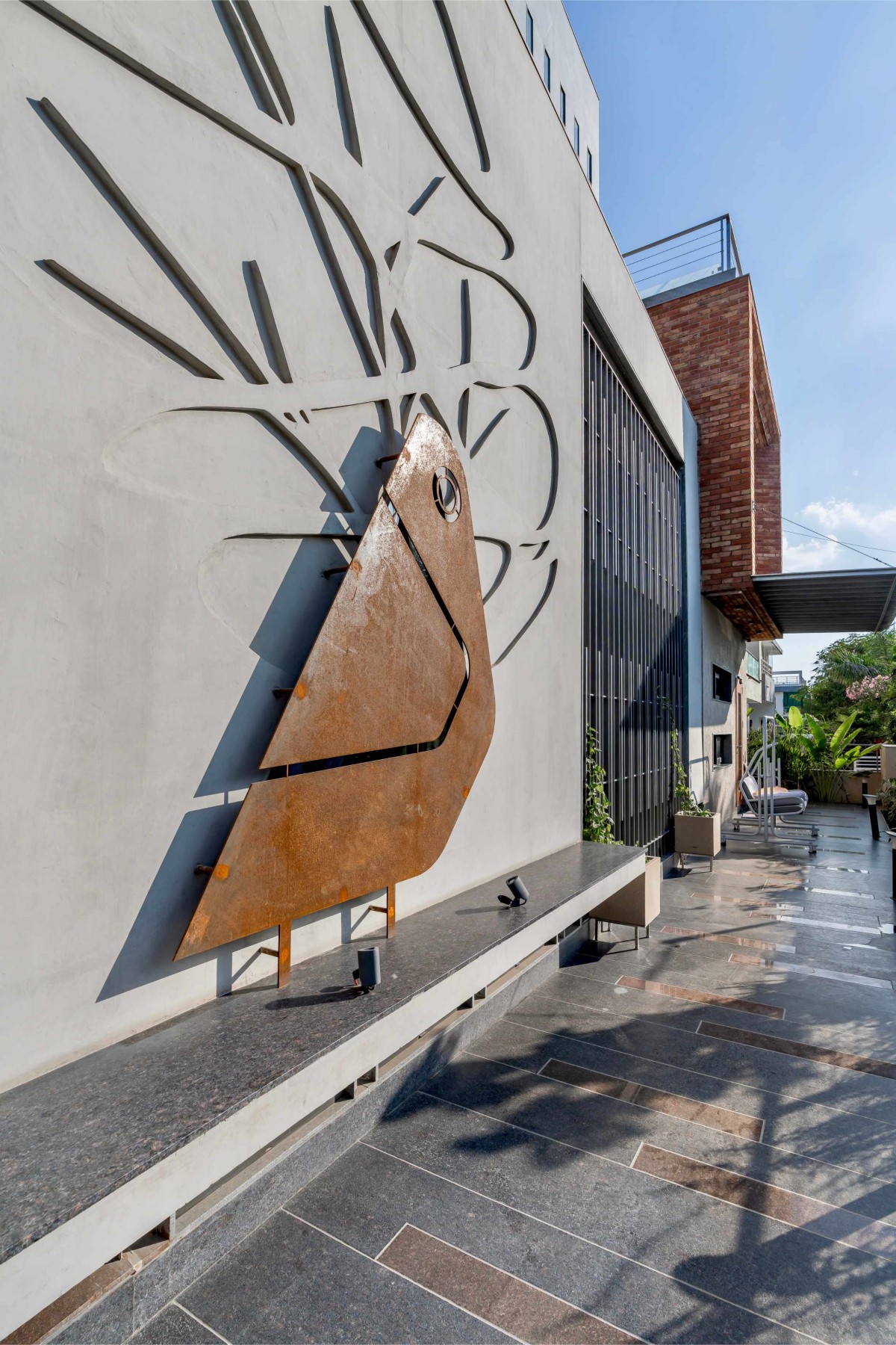 Detailed shot of wall of The Concrete Tree House by Architects at Work