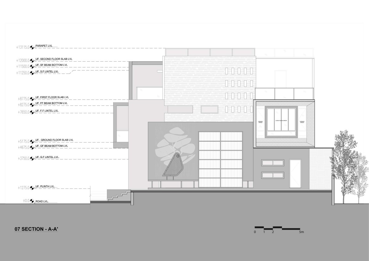 Elevation 1 of The Concrete Tree House by Architects at Work