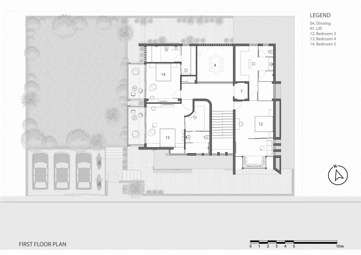 First Floor Plan of The Concrete Tree House by Architects at Work