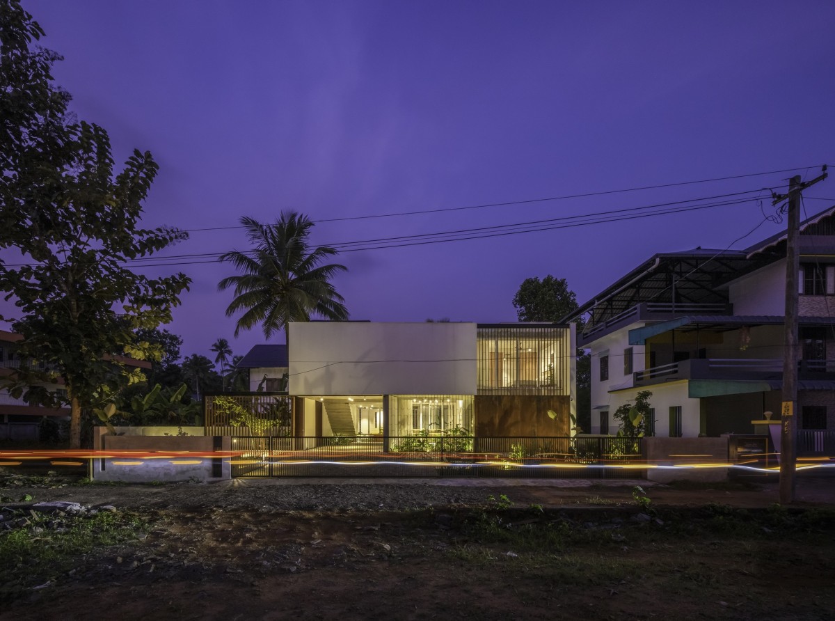 Dusk light exterior view of Hedge by Mindspark Architects