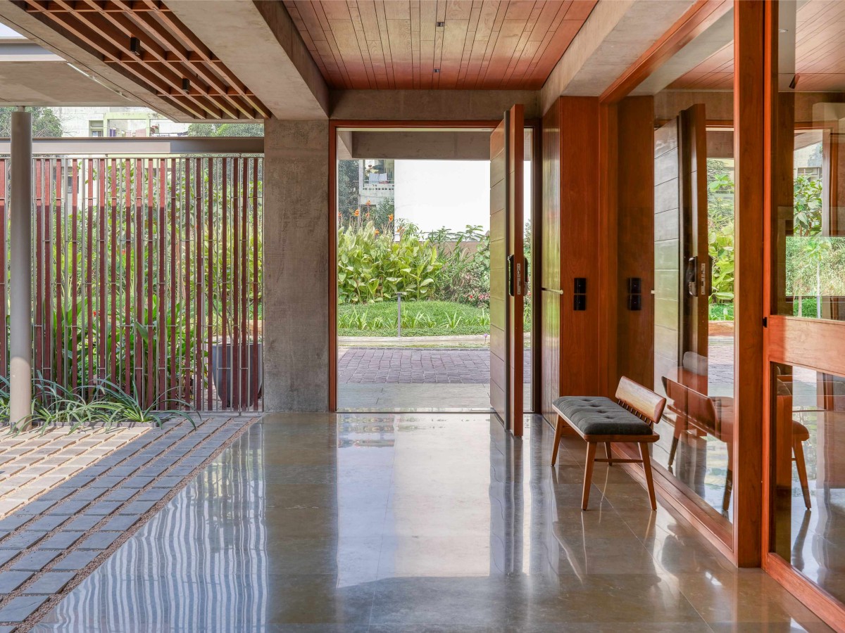 Vestibule of The Courtyard House by Rushi Shah Architects + Tattva Landscapes