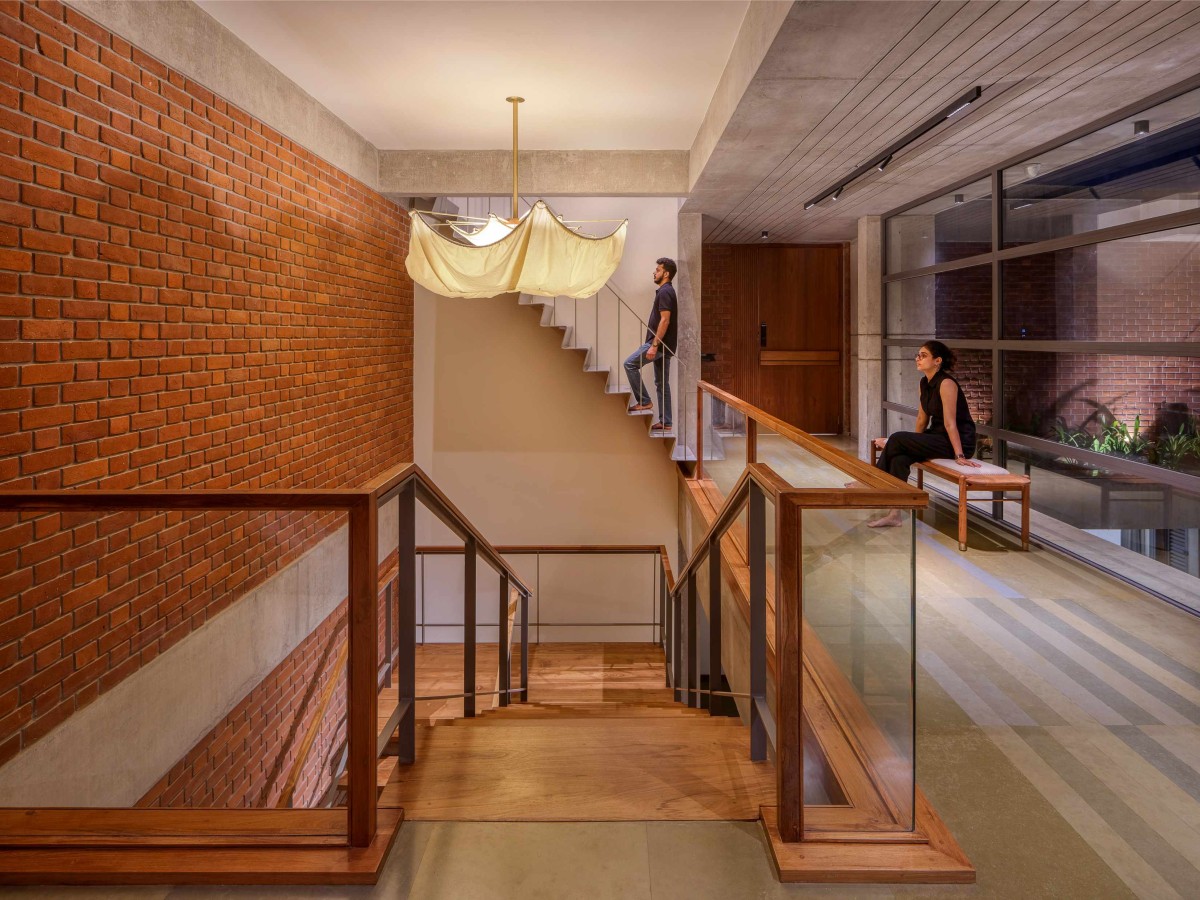 First Floor view of The Courtyard House by Rushi Shah Architects + Tattva Landscapes