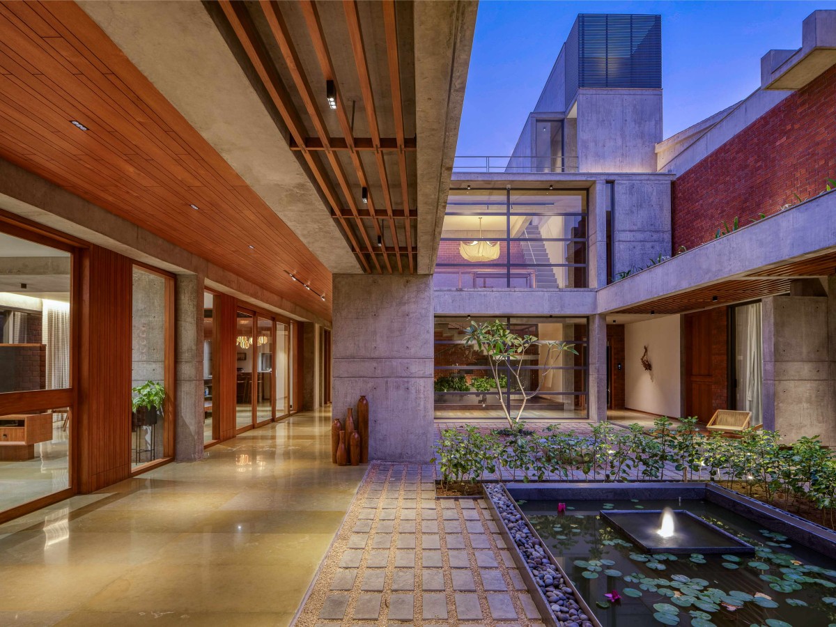 Courtyard of The Courtyard House by Rushi Shah Architects + Tattva Landscapes