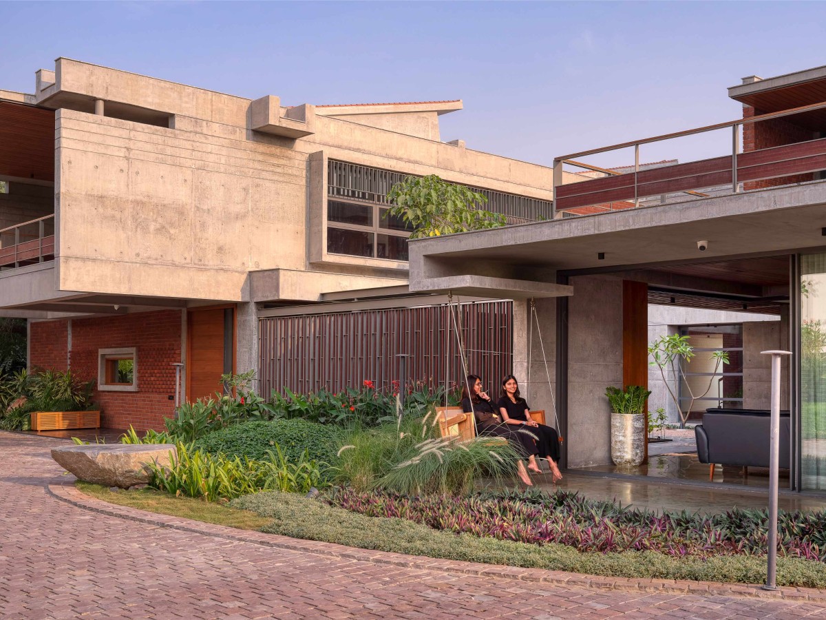 Exterior view of The Courtyard House by Rushi Shah Architects + Tattva Landscapes