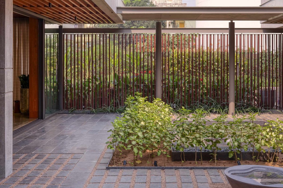 Courtyard of The Courtyard House by Rushi Shah Architects + Tattva Landscapes