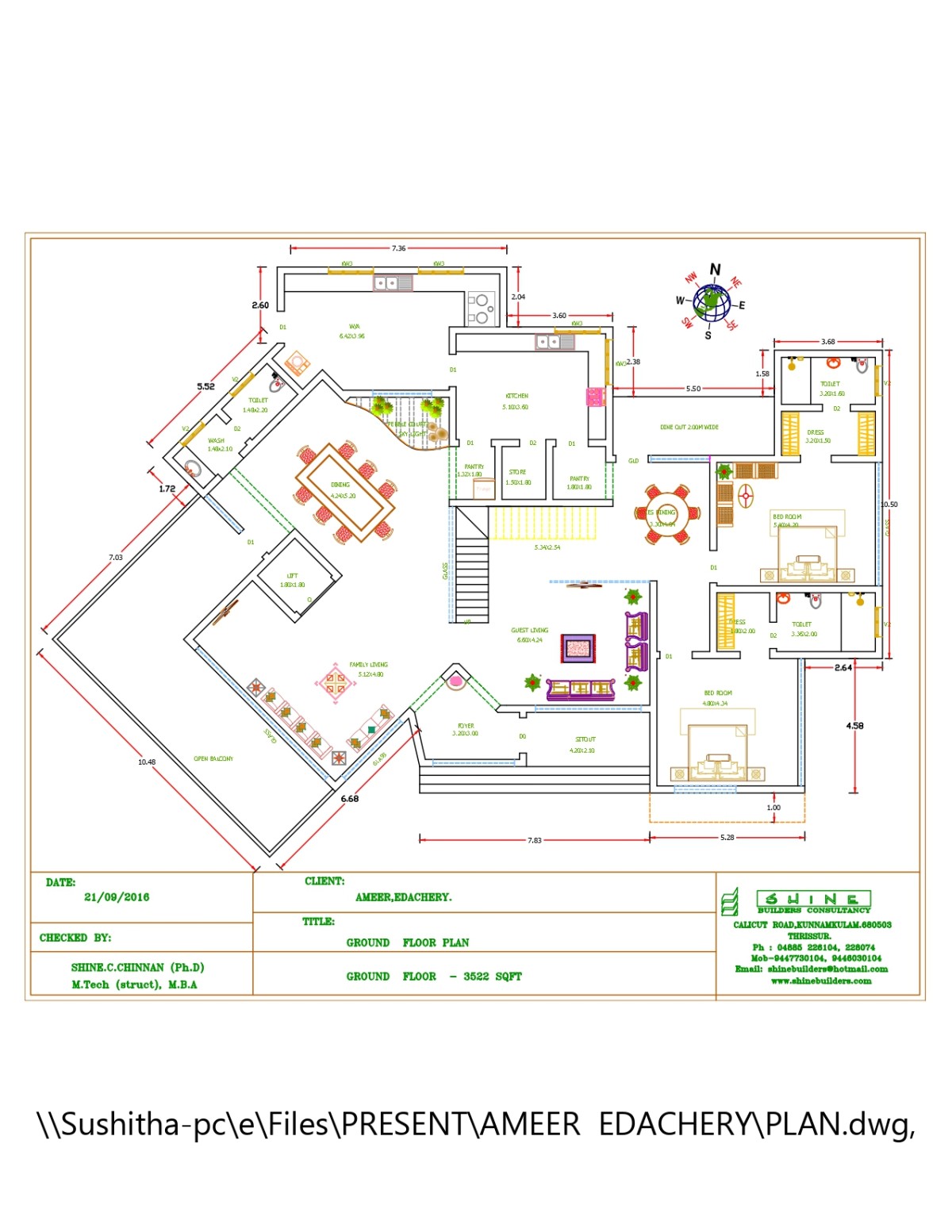 Ground Floor Plan of Ameer Residence by Nou Designs