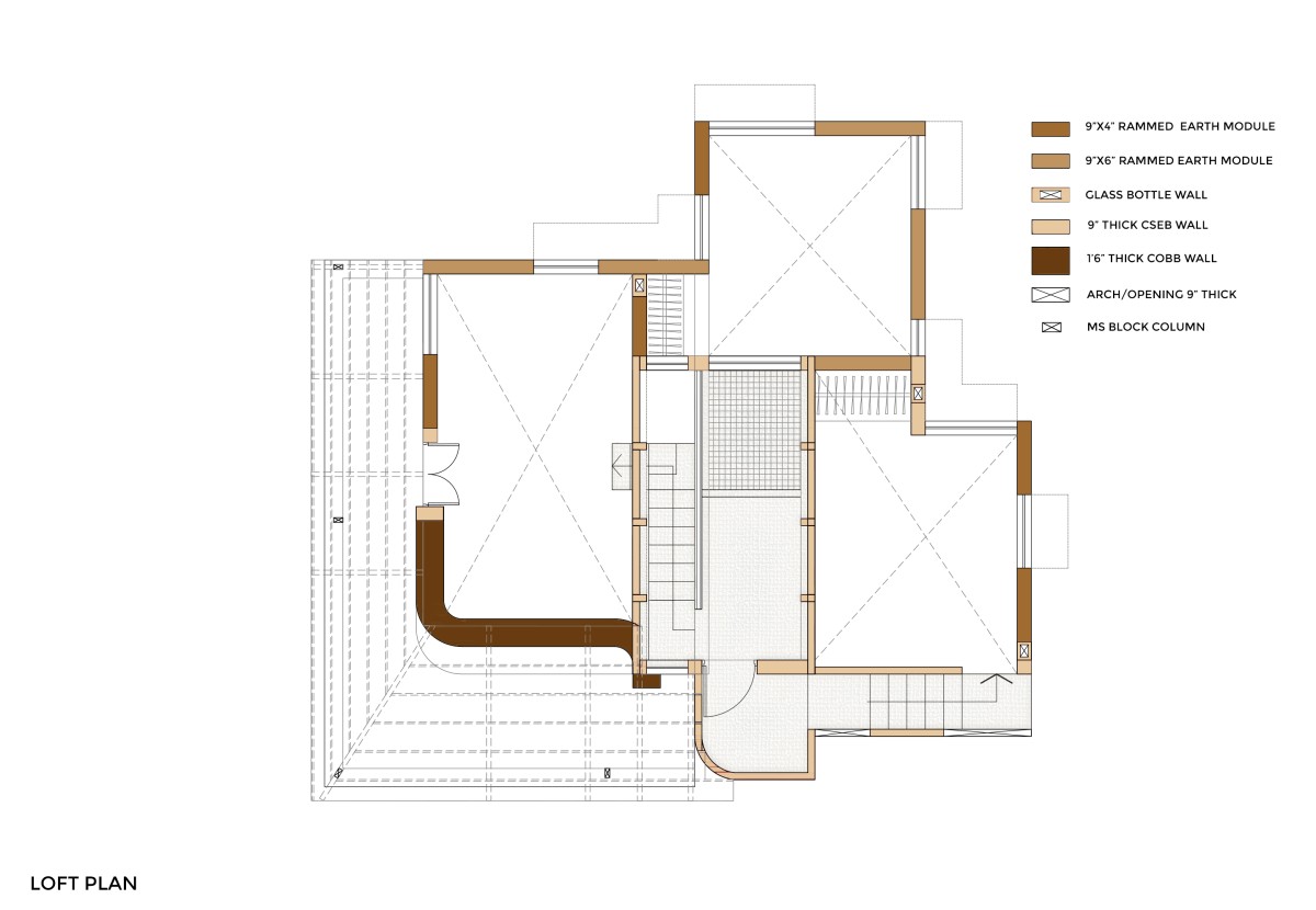 Loft Plan of Composite Earth Farmhouse by Studio Verge