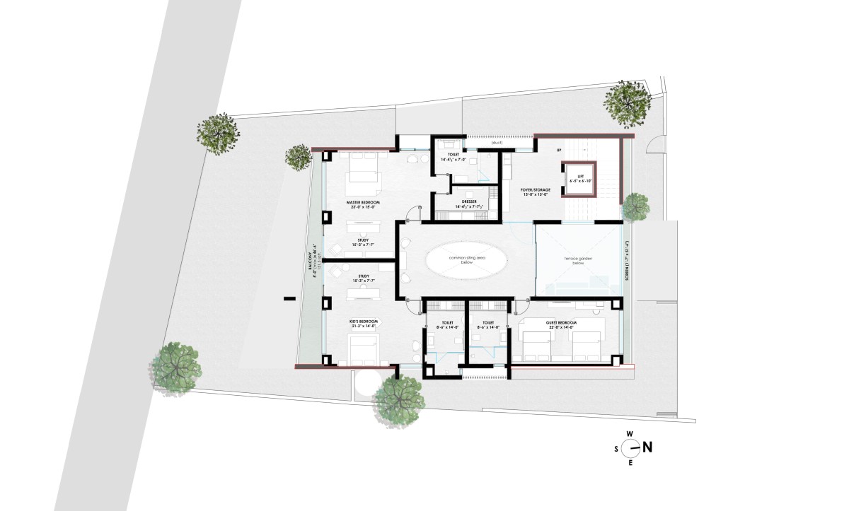 Third Floor Plan of Aarti Villas by Dipen Gada & Associates