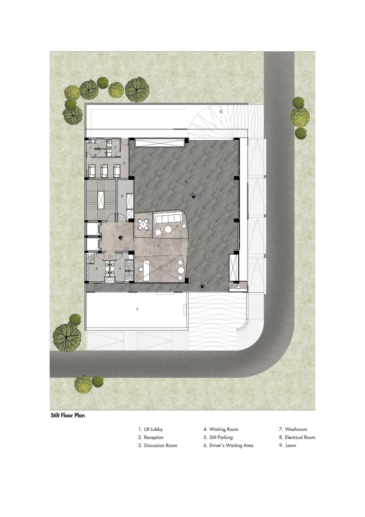 Stilt Floor Plan of Vornoid by Studio Ardete