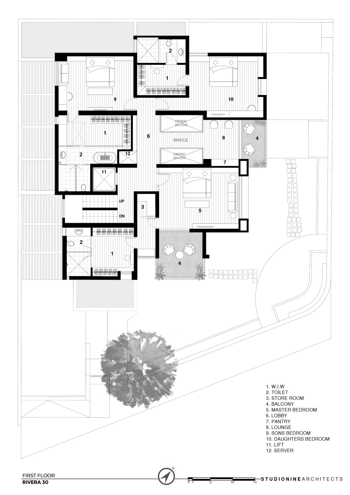 First Floor Plan of DS House by Studionine Architects