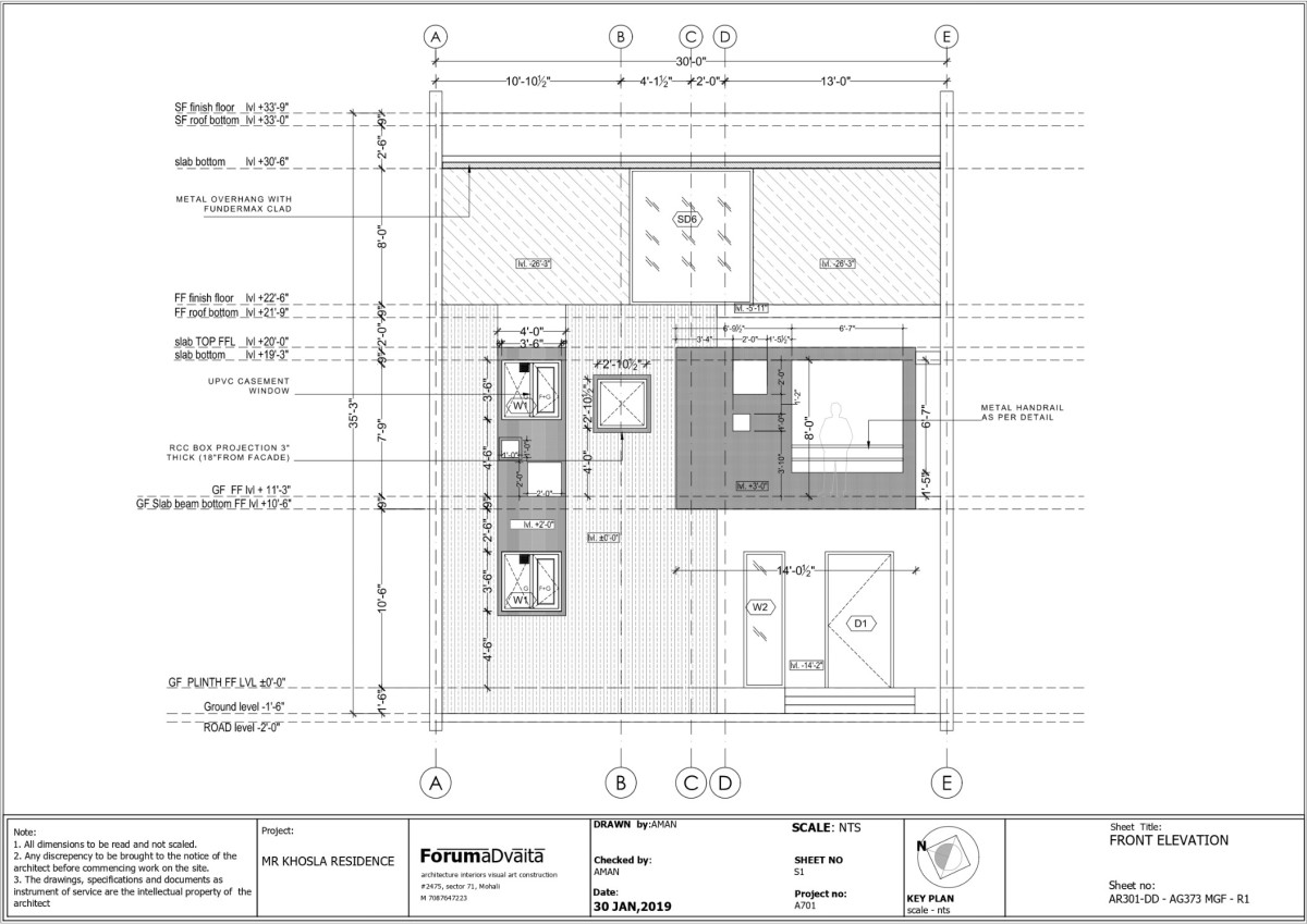 Front Elevation of The Cucoon House by Forum Advaita