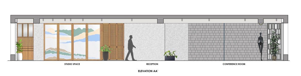 Elevation AA of The Open Axis by Studio Infinity