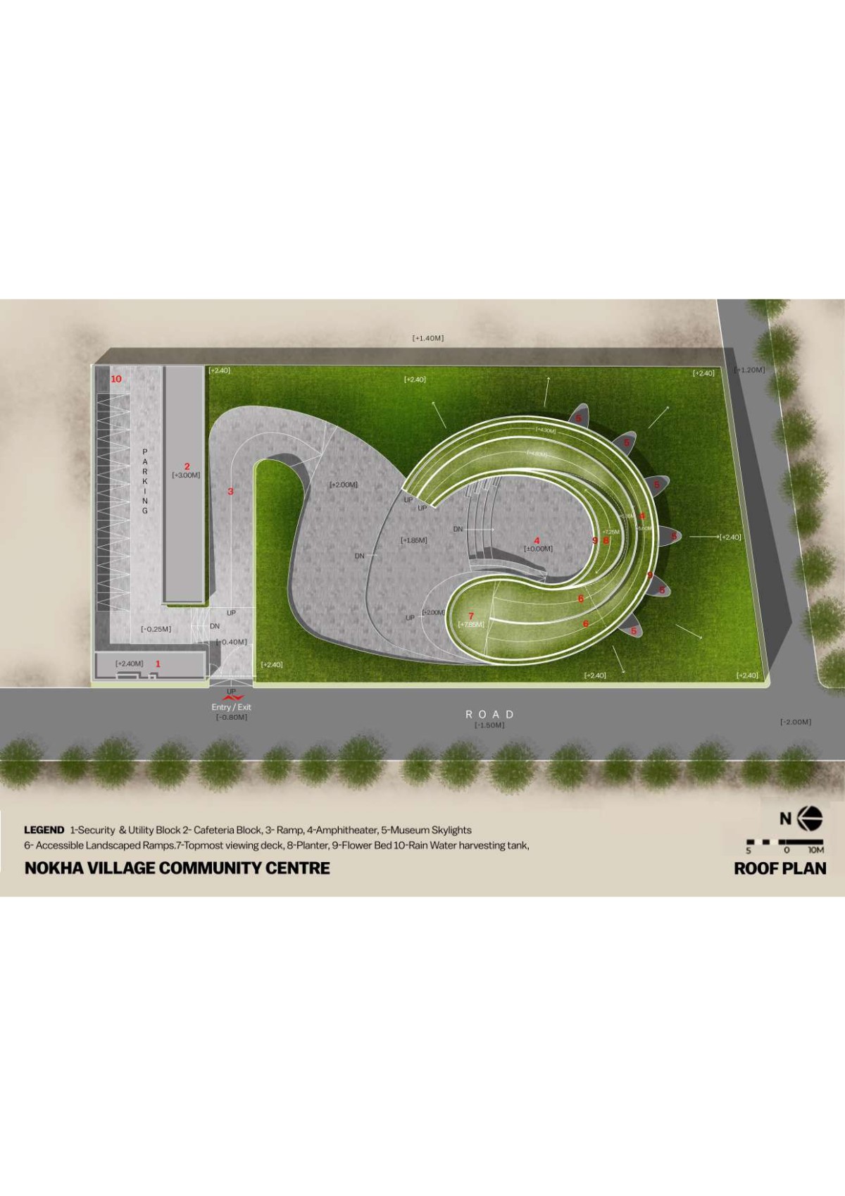 Roof Plan of Nokha Village Community Centre by Sanjay Puri Architects