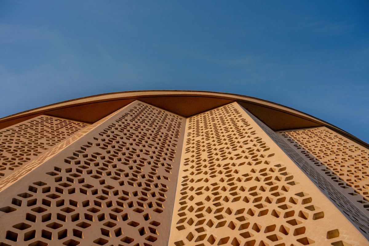 Detailed shot of wall of Nokha Village Community Centre by Sanjay Puri Architects