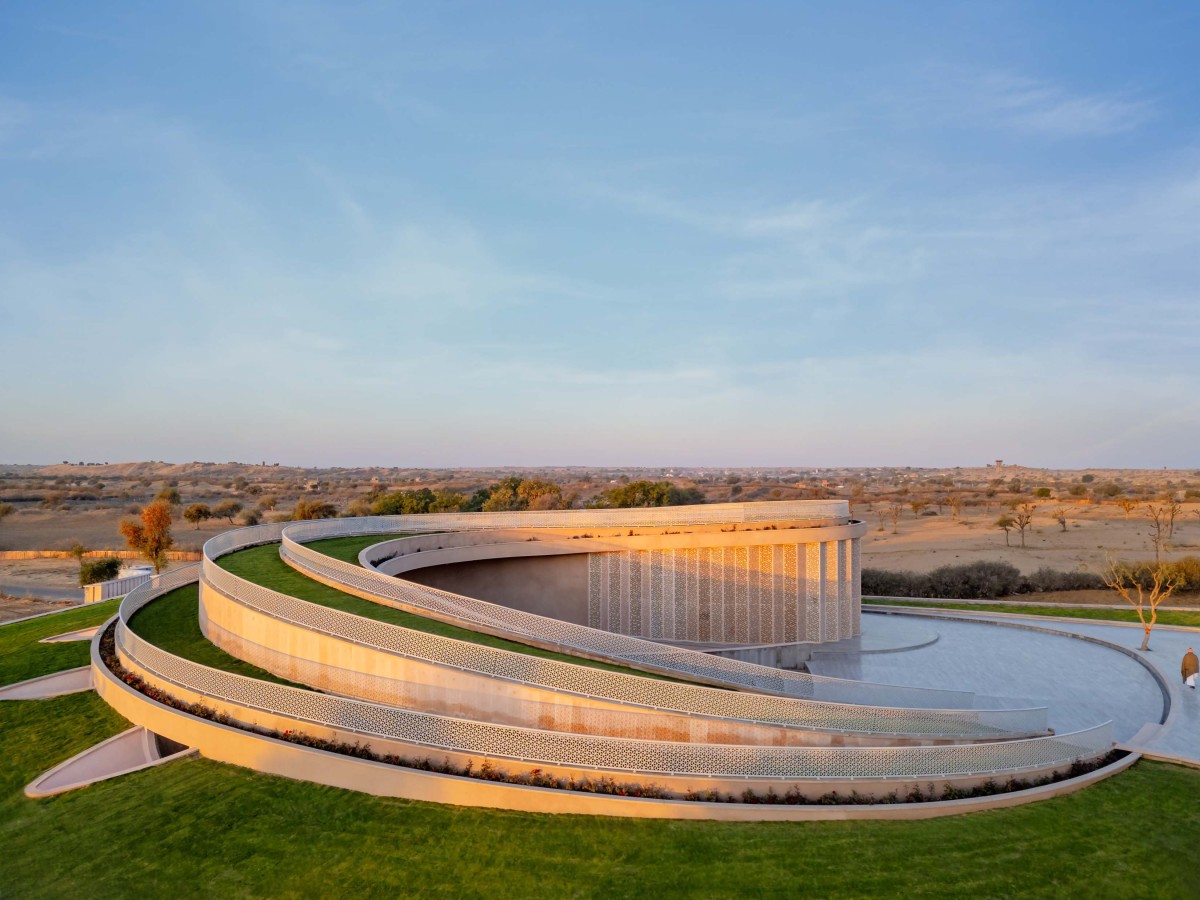 Exterior view of Nokha Village Community Centre by Sanjay Puri Architects