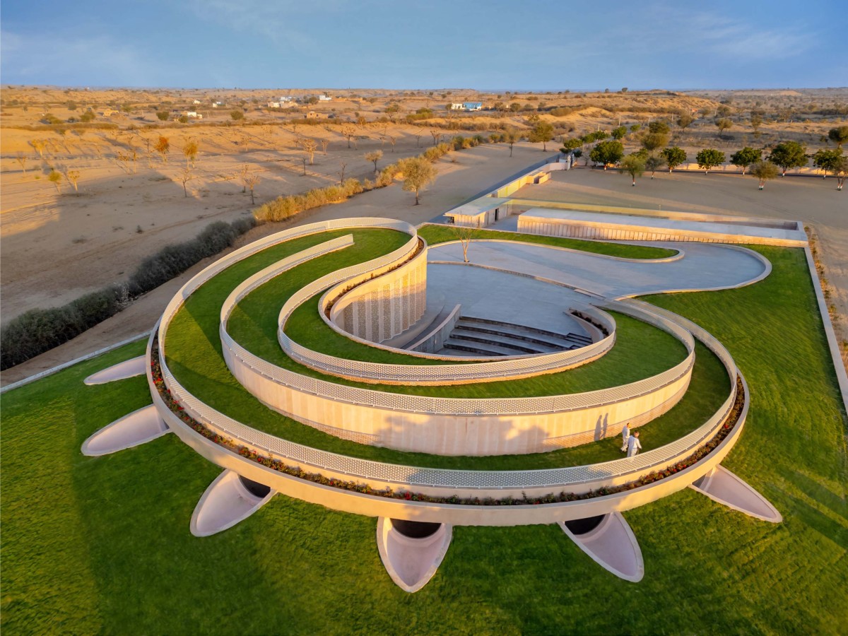 Bird eye view of Nokha Village Community Centre by Sanjay Puri Architects