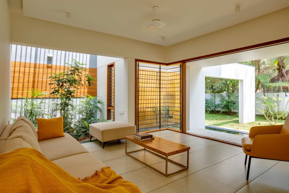 Living room of Float-en-Fold House by architecture.SEED