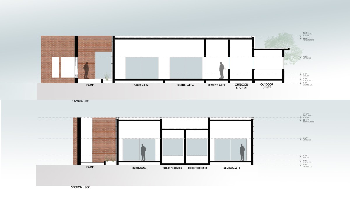 Section of Sitish Parikh Farmhouse by Dipen Gada and Associates