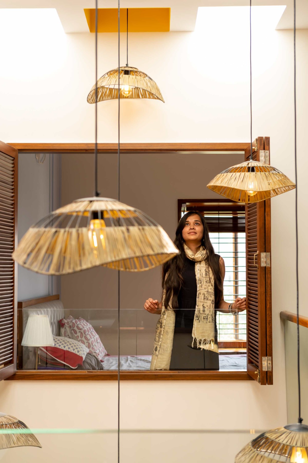 Second floor bedroom window to courtyard of Vivek’s Residence by Design Matters