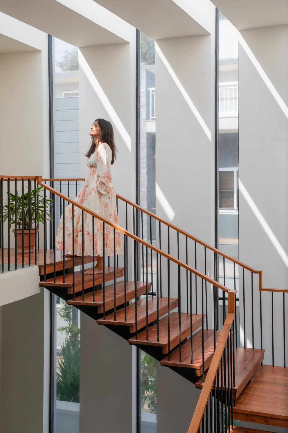 Staircase of The House of Frames by KalaaZodh Architecture