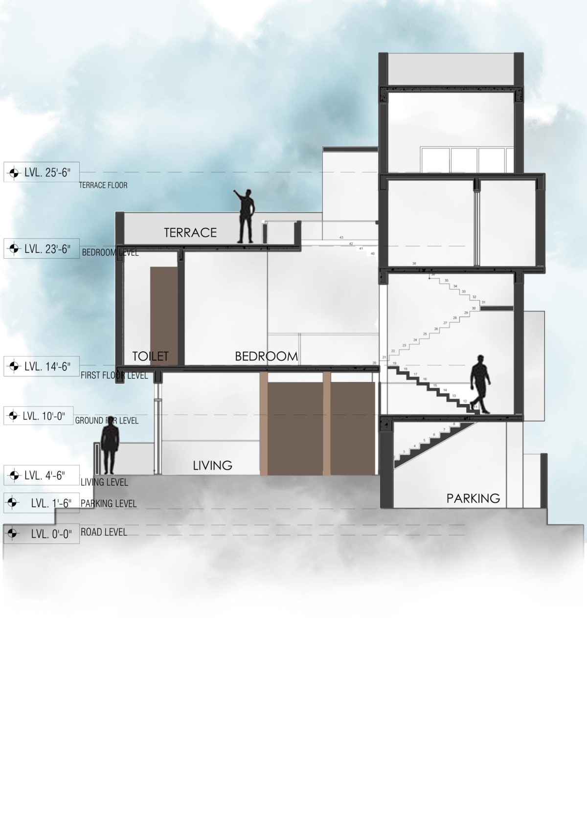 Section of Shivaprasad Residence by Kham Design