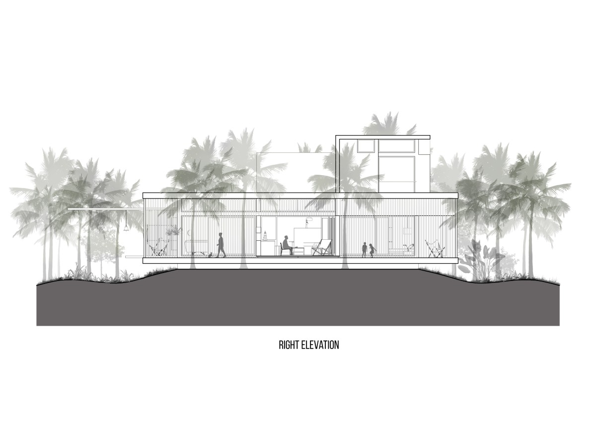 Right Elevation of Screen - The Lantern House by Zero Studio