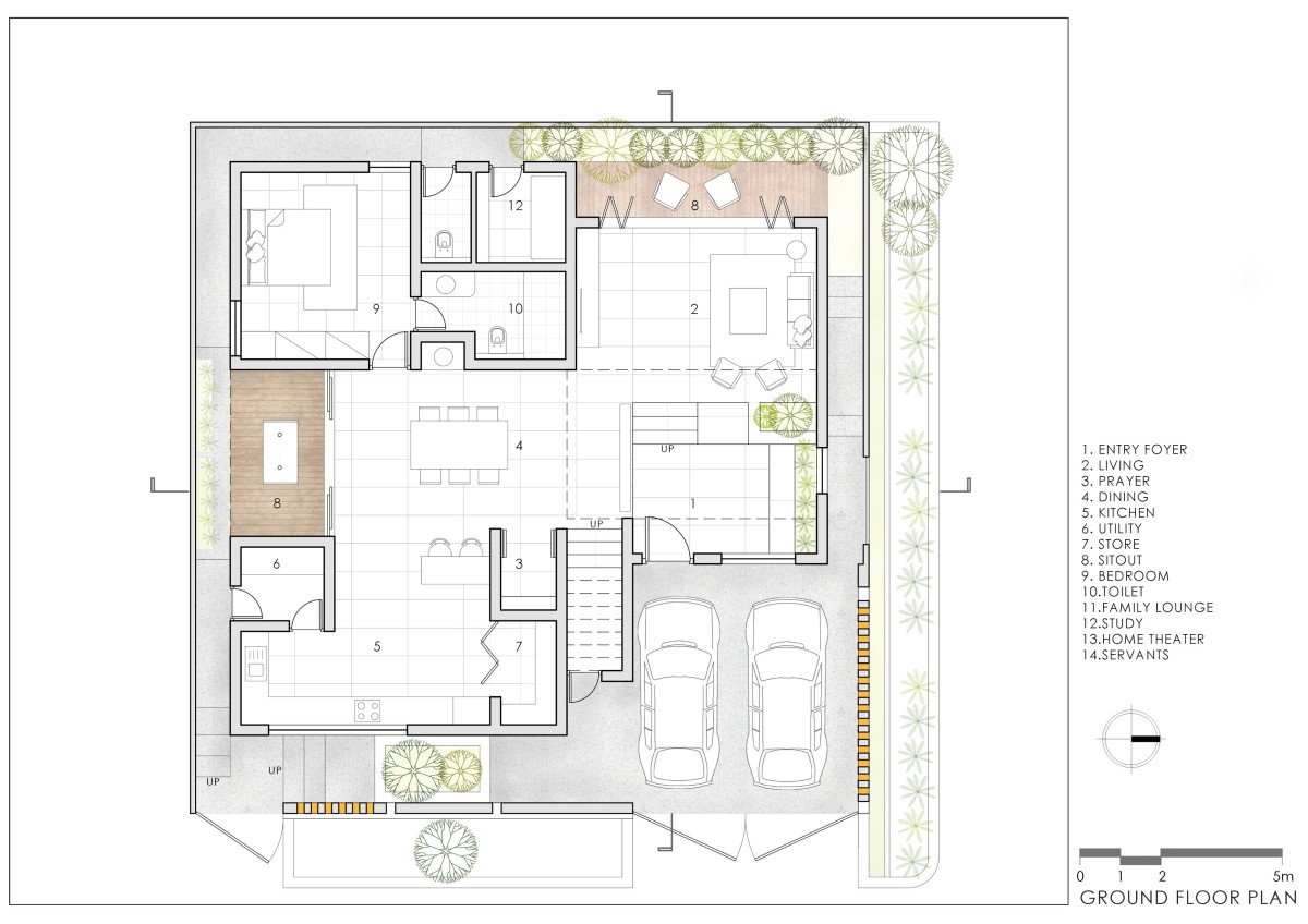 Ground Floor Plan of Inward House by Spacefiction Studio