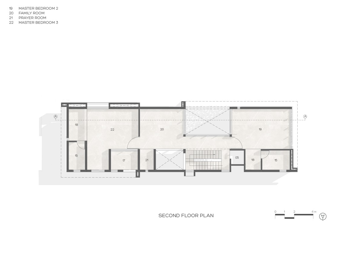 Second Floor Plan of Linear House by Illusion Design Studio