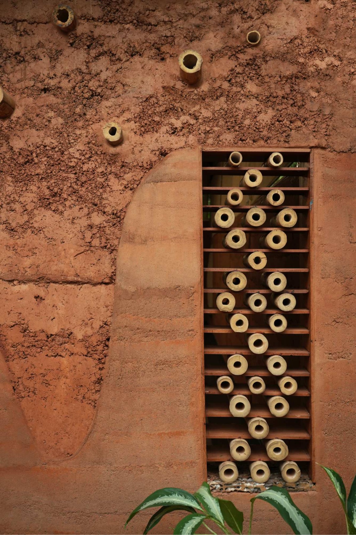 Bamboo and wood window of Shwasam by ShriAbodes