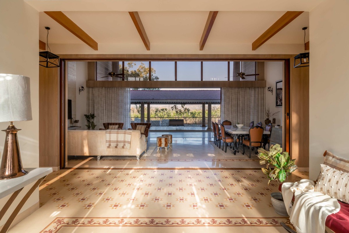 Passge to living room of The Farmhouse by Oris Architects