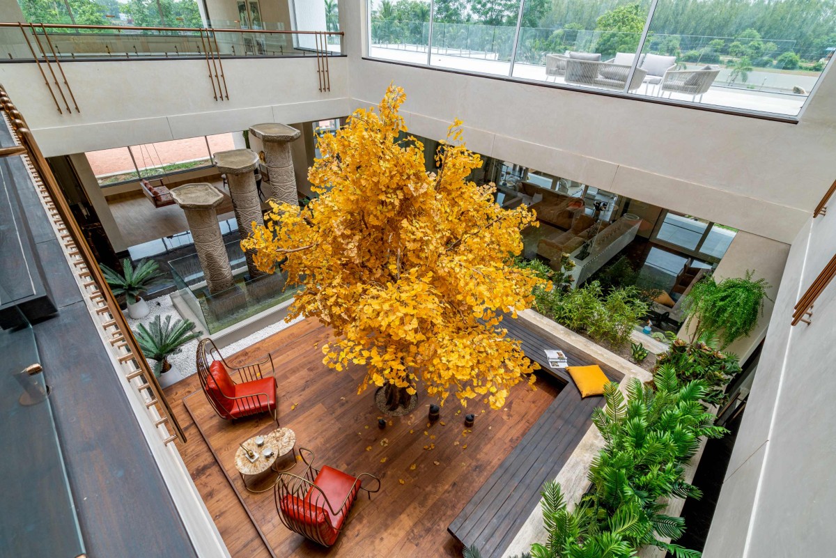 Central Courtyard view from upper floor of Sri Sri Villa by Ace Associates