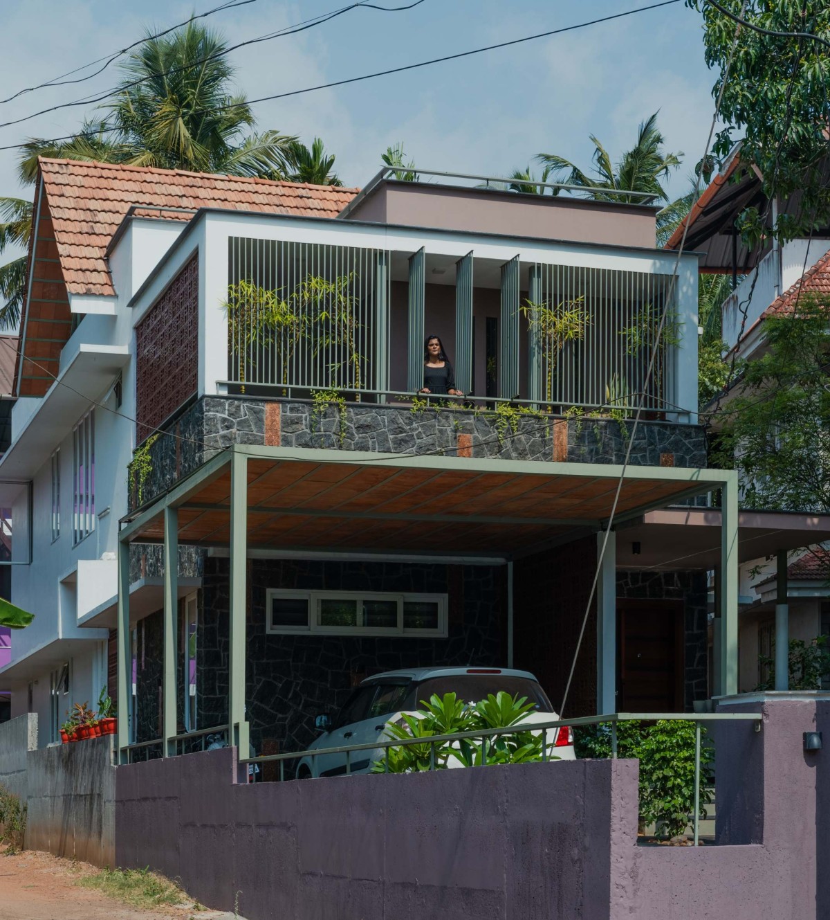 Exterior view of Linear Abode by Wide Architects Design Lab