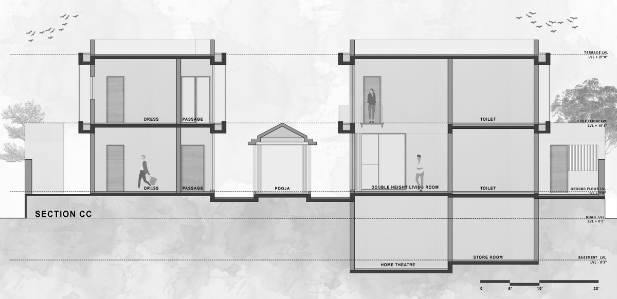 Section CC of Sanctum Villa by VPA Architects