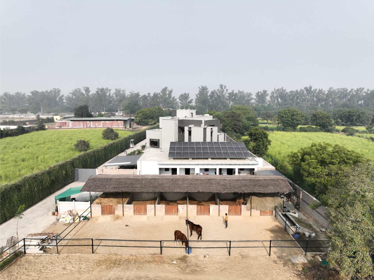 Aerial view of Bageecha Farmhouse by The Melange Studio